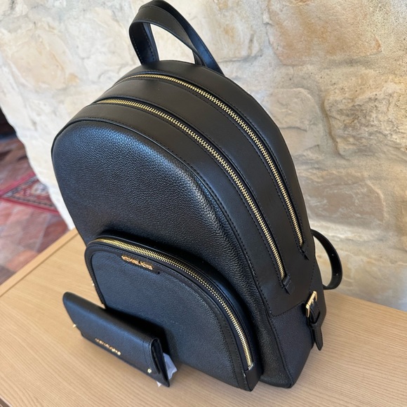 Michael Kors Jaycee Large leather backpack & Wallet black NWT Authentic - Picture 10 of 10